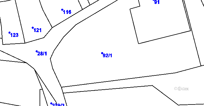 Parcela st. 92/1 v KÚ Deblín, Katastrální mapa