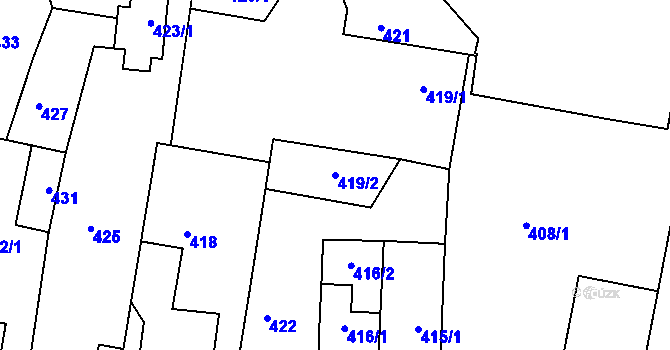 Parcela st. 419/2 v KÚ Deblín, Katastrální mapa