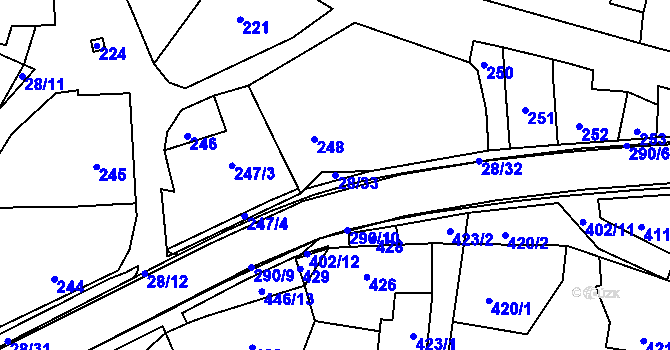 Parcela st. 28/33 v KÚ Deblín, Katastrální mapa