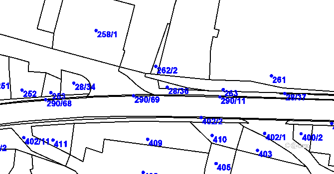 Parcela st. 28/36 v KÚ Deblín, Katastrální mapa