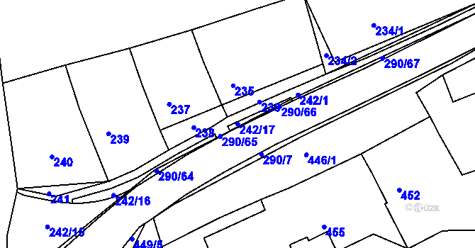 Parcela st. 242/17 v KÚ Deblín, Katastrální mapa