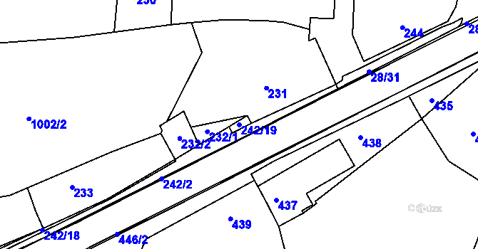 Parcela st. 242/19 v KÚ Deblín, Katastrální mapa