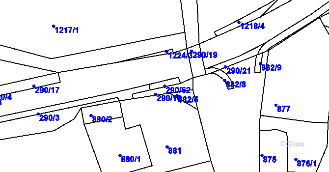 Parcela st. 290/62 v KÚ Deblín, Katastrální mapa