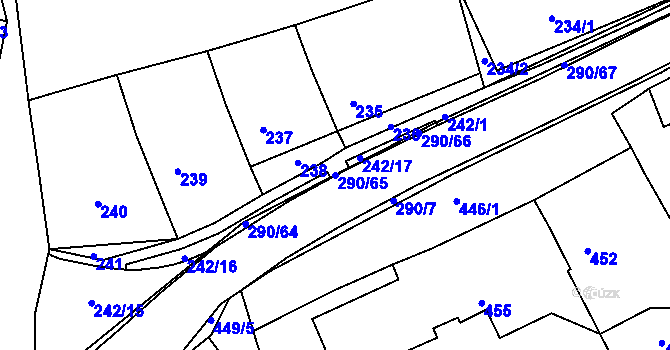 Parcela st. 290/65 v KÚ Deblín, Katastrální mapa