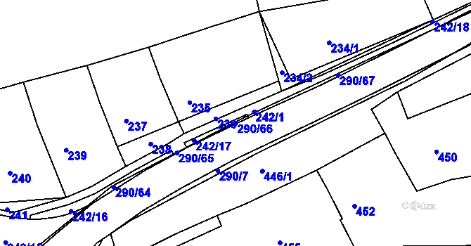 Parcela st. 290/66 v KÚ Deblín, Katastrální mapa