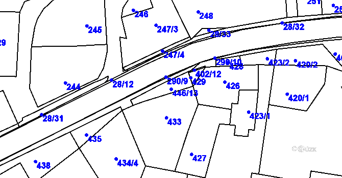 Parcela st. 446/13 v KÚ Deblín, Katastrální mapa