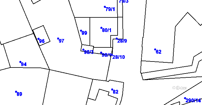 Parcela st. 98/1 v KÚ Deblín, Katastrální mapa