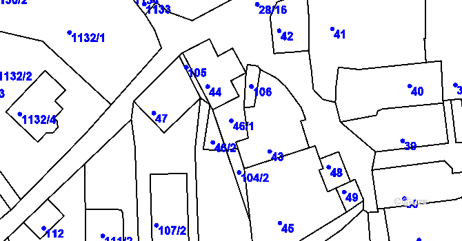 Parcela st. 46/1 v KÚ Deblín, Katastrální mapa