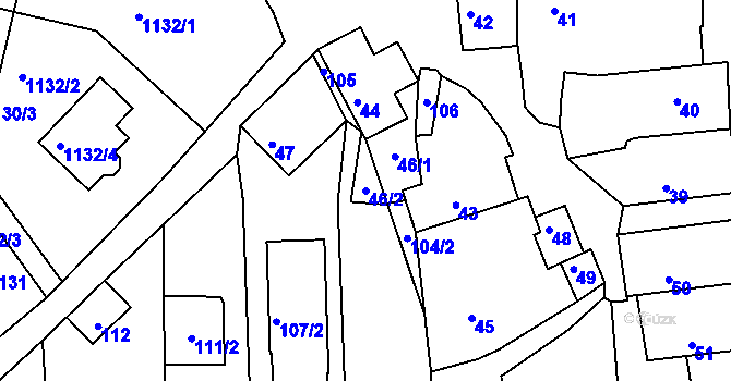 Parcela st. 46/2 v KÚ Deblín, Katastrální mapa