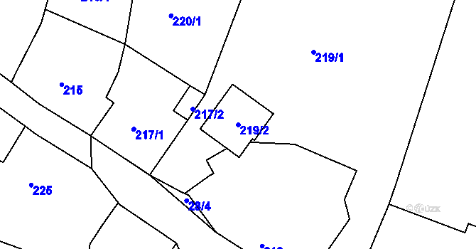 Parcela st. 219/2 v KÚ Deblín, Katastrální mapa