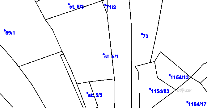 Parcela st. 5/1 v KÚ Děbolín, Katastrální mapa