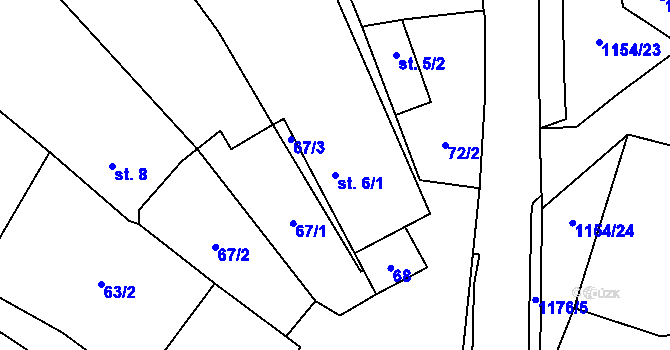 Parcela st. 6/1 v KÚ Děbolín, Katastrální mapa