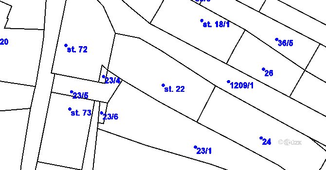 Parcela st. 22 v KÚ Děbolín, Katastrální mapa