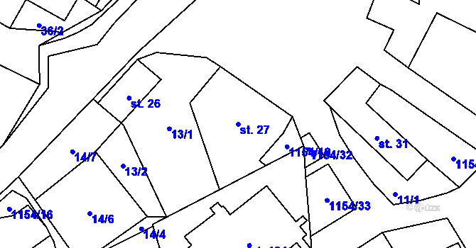 Parcela st. 27 v KÚ Děbolín, Katastrální mapa