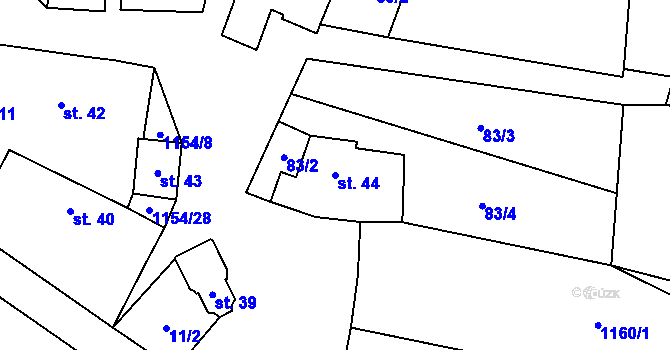 Parcela st. 44 v KÚ Děbolín, Katastrální mapa