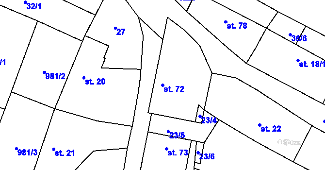 Parcela st. 72 v KÚ Děbolín, Katastrální mapa