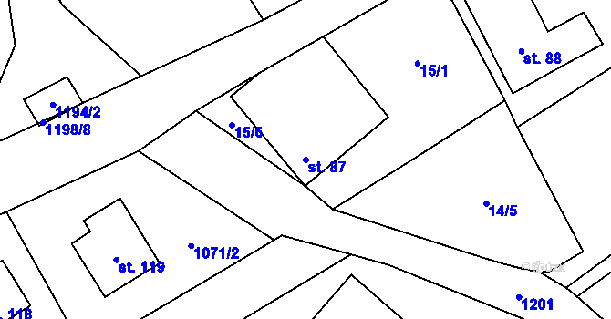 Parcela st. 87 v KÚ Děbolín, Katastrální mapa