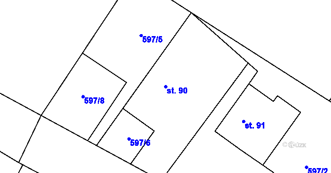Parcela st. 90 v KÚ Děbolín, Katastrální mapa