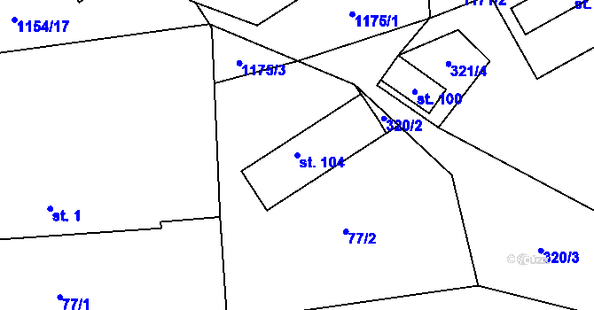 Parcela st. 104 v KÚ Děbolín, Katastrální mapa