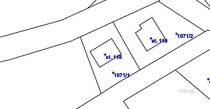 Parcela st. 118 v KÚ Děbolín, Katastrální mapa