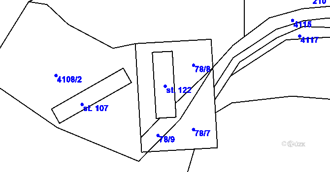 Parcela st. 122 v KÚ Děbolín, Katastrální mapa