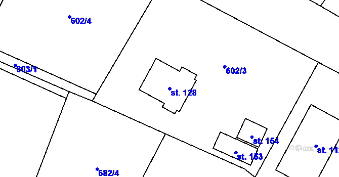 Parcela st. 128 v KÚ Děbolín, Katastrální mapa