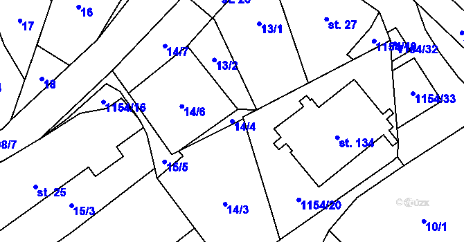 Parcela st. 14/4 v KÚ Děbolín, Katastrální mapa