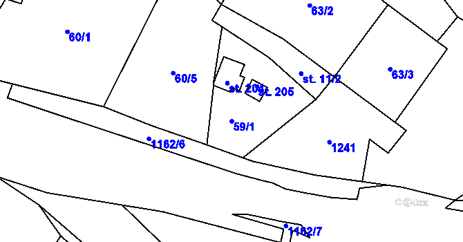 Parcela st. 59/1 v KÚ Děbolín, Katastrální mapa