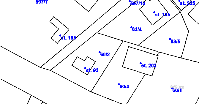 Parcela st. 60/2 v KÚ Děbolín, Katastrální mapa
