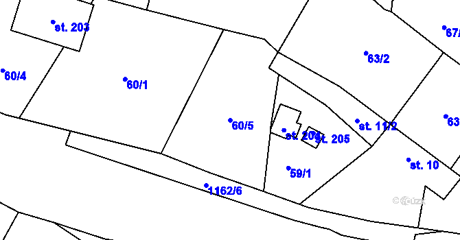Parcela st. 60/5 v KÚ Děbolín, Katastrální mapa