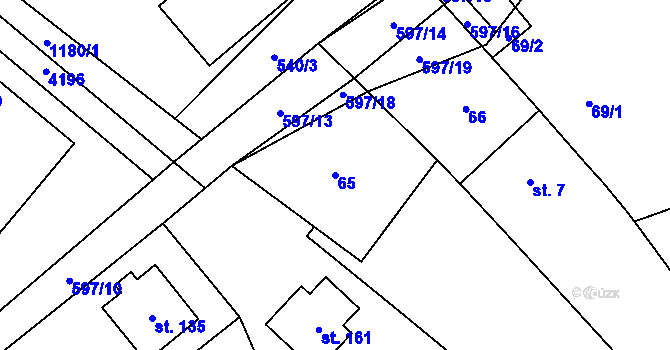 Parcela st. 65 v KÚ Děbolín, Katastrální mapa