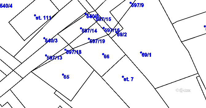 Parcela st. 66 v KÚ Děbolín, Katastrální mapa