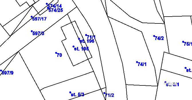Parcela st. 71 v KÚ Děbolín, Katastrální mapa