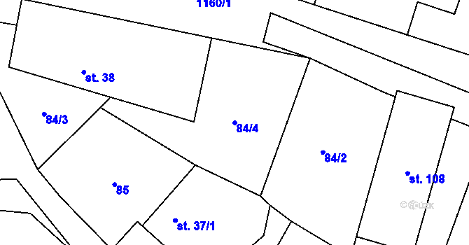 Parcela st. 84/4 v KÚ Děbolín, Katastrální mapa