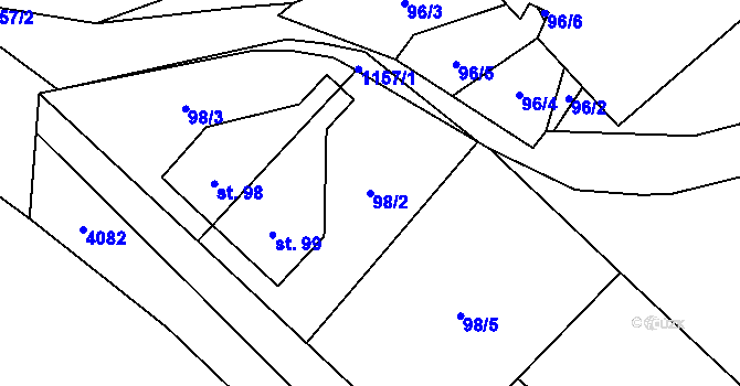 Parcela st. 98/2 v KÚ Děbolín, Katastrální mapa