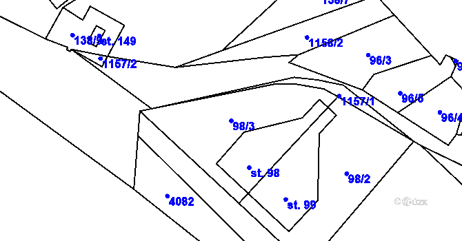Parcela st. 98/3 v KÚ Děbolín, Katastrální mapa