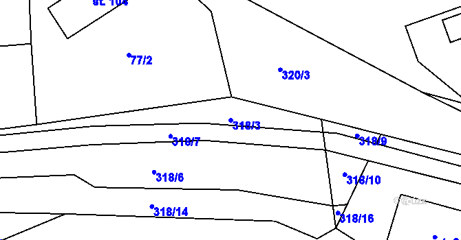 Parcela st. 318/3 v KÚ Děbolín, Katastrální mapa