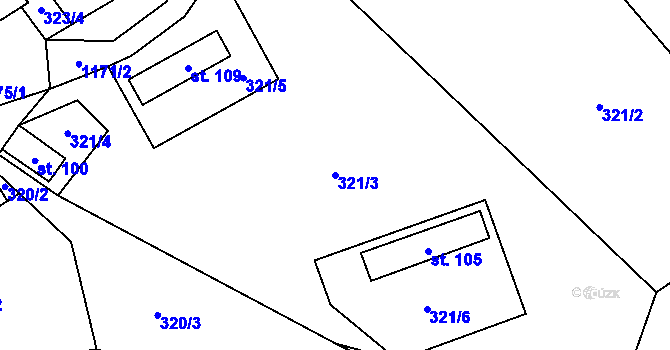 Parcela st. 321/3 v KÚ Děbolín, Katastrální mapa