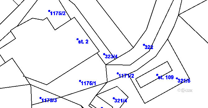 Parcela st. 323/4 v KÚ Děbolín, Katastrální mapa