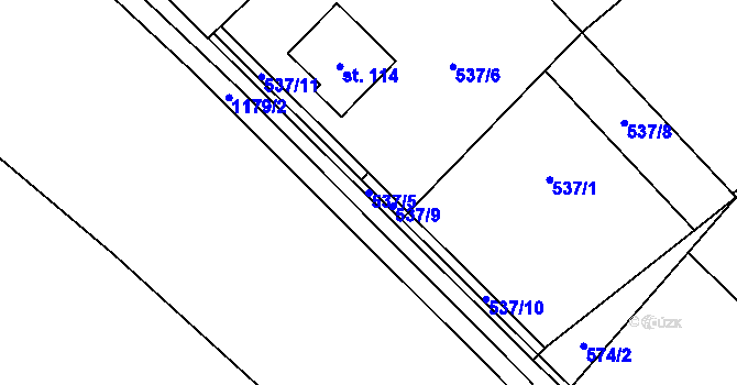 Parcela st. 537/5 v KÚ Děbolín, Katastrální mapa