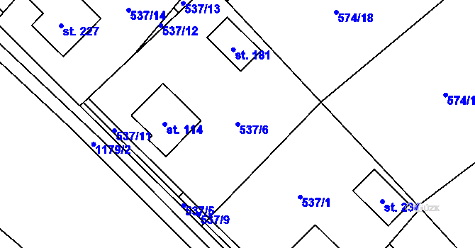 Parcela st. 537/6 v KÚ Děbolín, Katastrální mapa