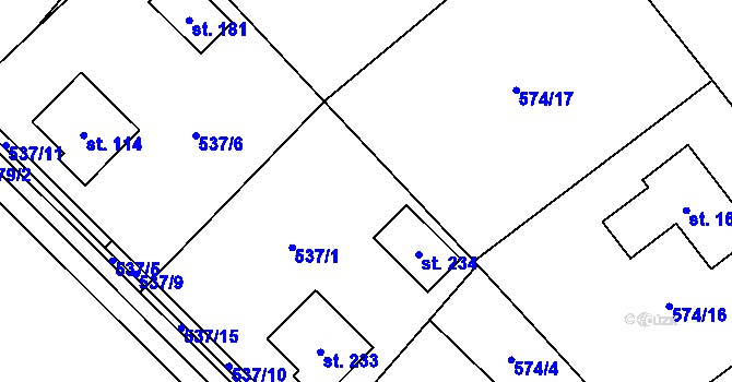 Parcela st. 537/8 v KÚ Děbolín, Katastrální mapa
