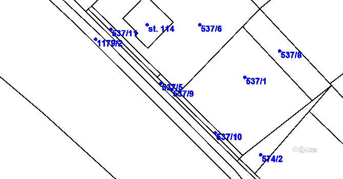 Parcela st. 537/9 v KÚ Děbolín, Katastrální mapa