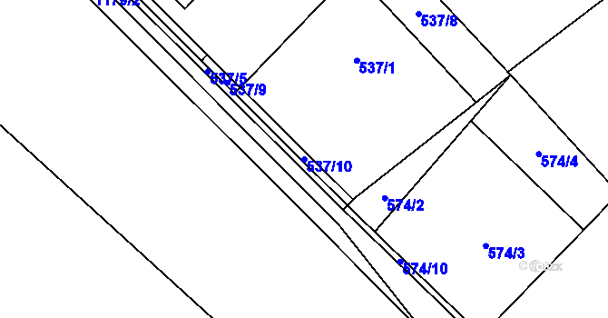 Parcela st. 537/10 v KÚ Děbolín, Katastrální mapa