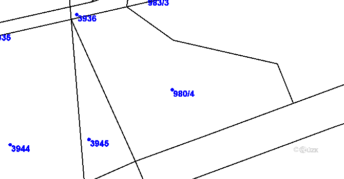Parcela st. 980/4 v KÚ Děbolín, Katastrální mapa