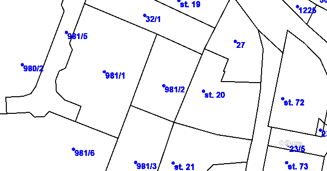 Parcela st. 981/2 v KÚ Děbolín, Katastrální mapa