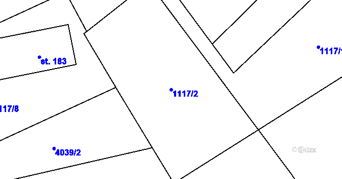 Parcela st. 1117/2 v KÚ Děbolín, Katastrální mapa