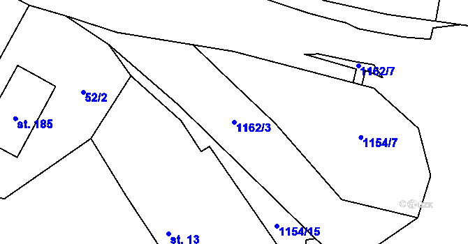 Parcela st. 1162/3 v KÚ Děbolín, Katastrální mapa