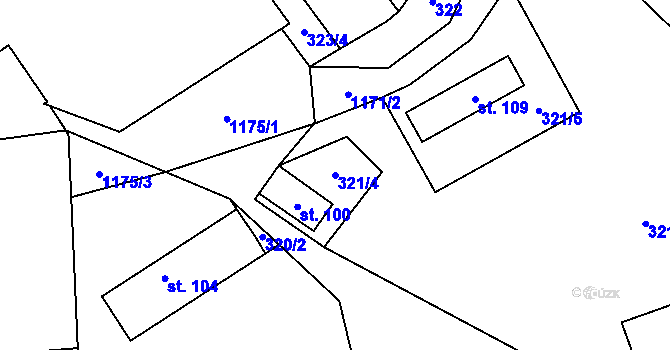 Parcela st. 321/4 v KÚ Děbolín, Katastrální mapa