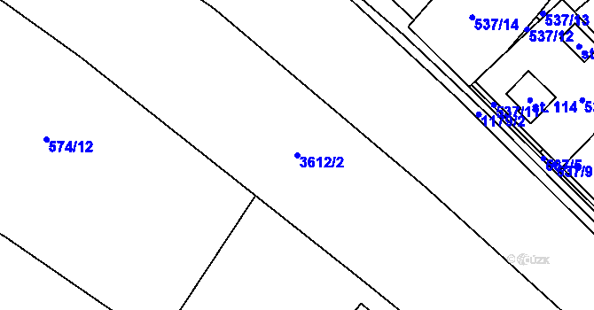 Parcela st. 3612/2 v KÚ Děbolín, Katastrální mapa